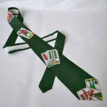 Hedvábná kravata s mariášovými kartami - tmavě zelená