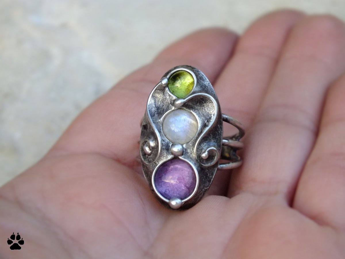 Tříbarevný oválný - cínovaný prsten