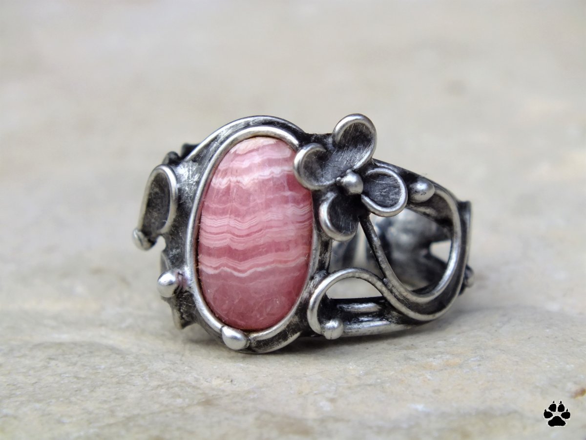 Červánkový kvítek - prsten s rodochrozitem 