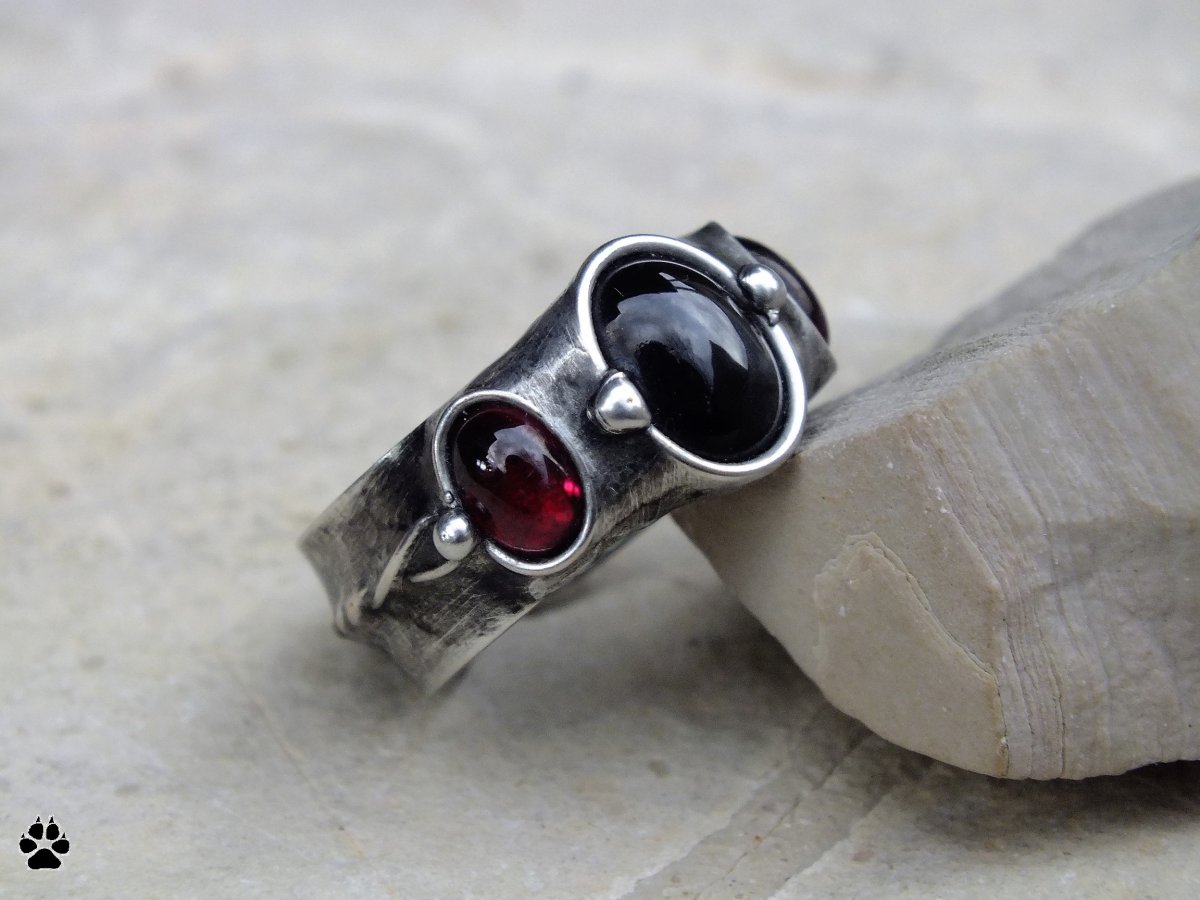 Prsten Popelka - diopsid s granáty 