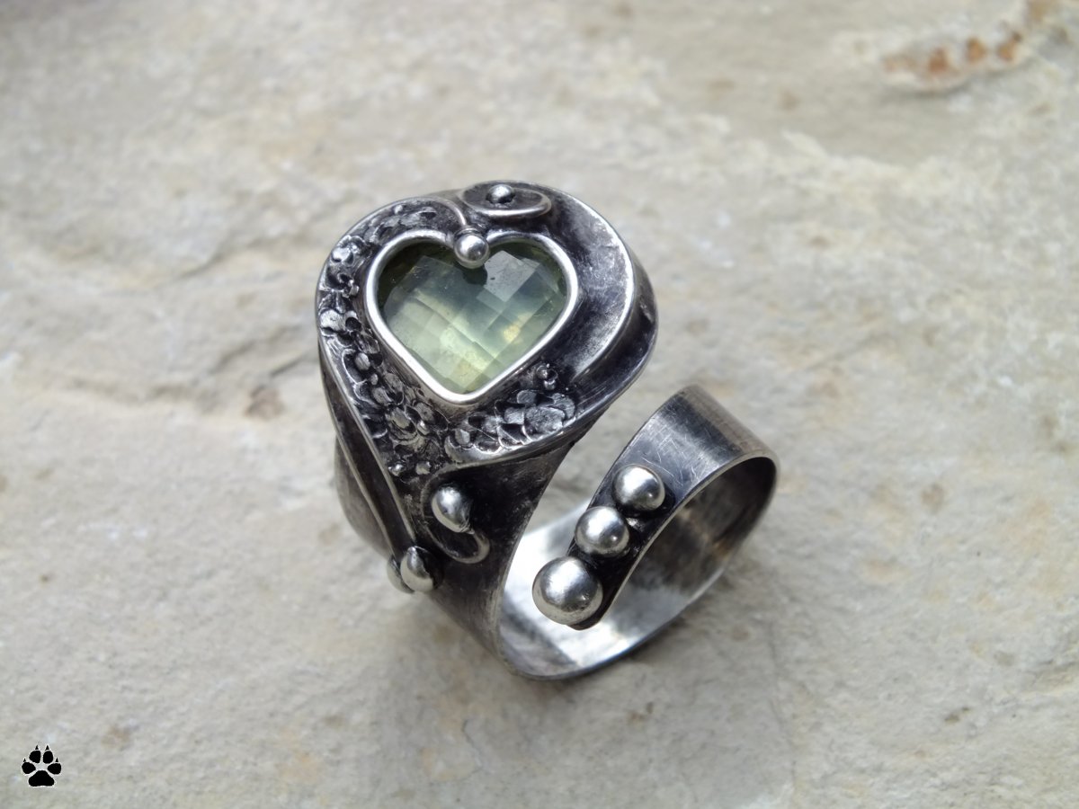 Srdce z křemene - cínovaný prsten