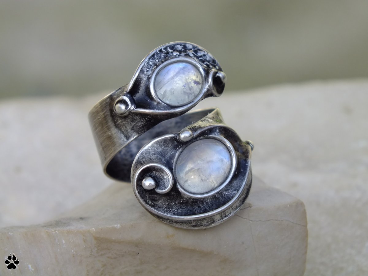 Modrá mlha - prsten s měsíčními kameny