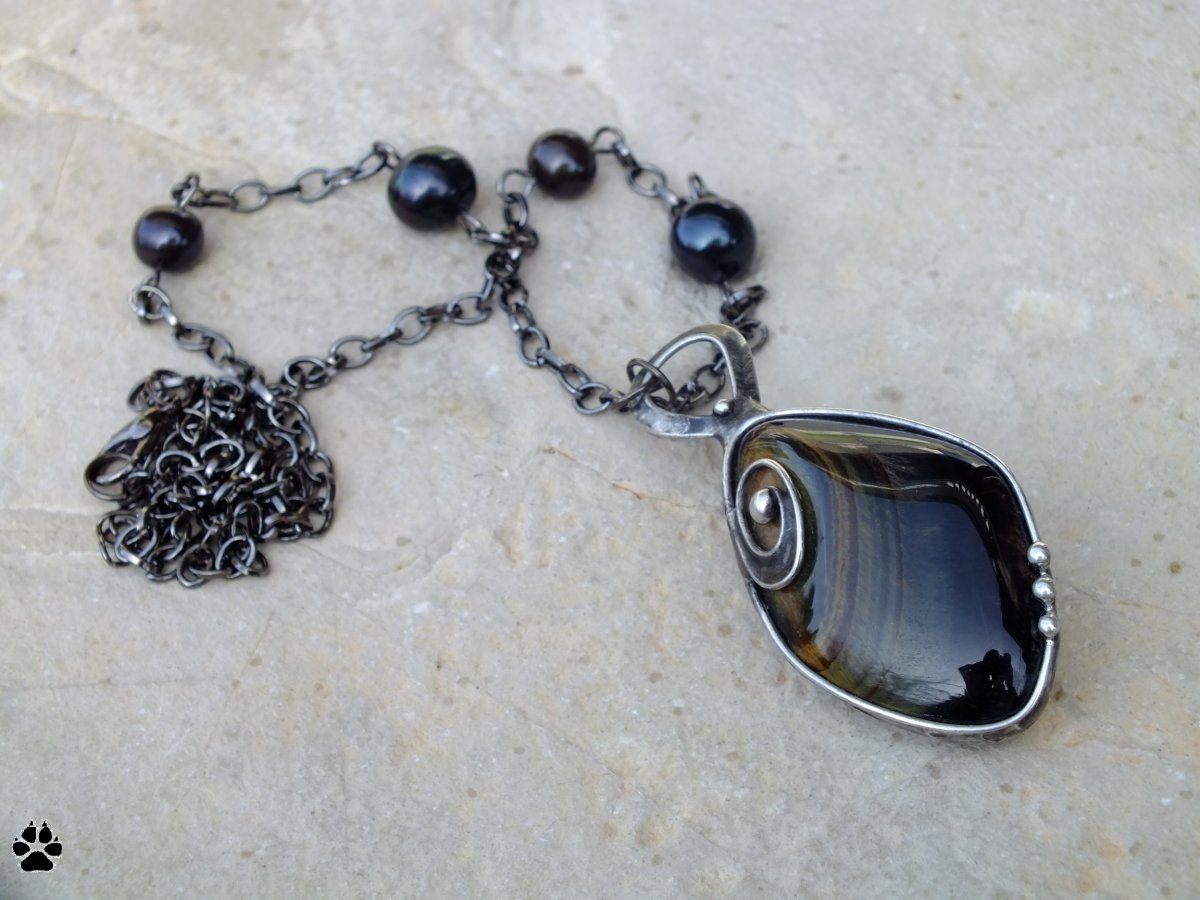 Tygří oko multicolor a říční perly