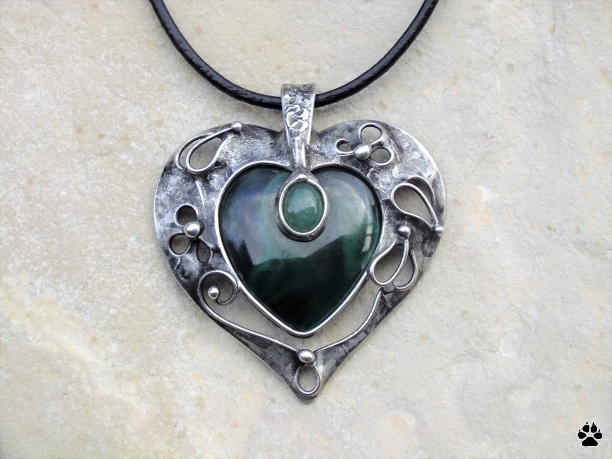 Malachitové srdíčko s avanturínem