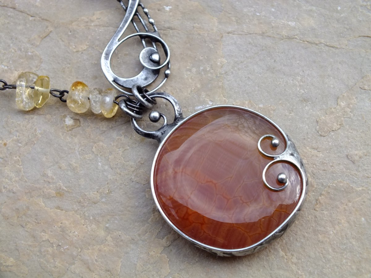 Oheň a Slunce - achát ohnivý,karneol, citrín