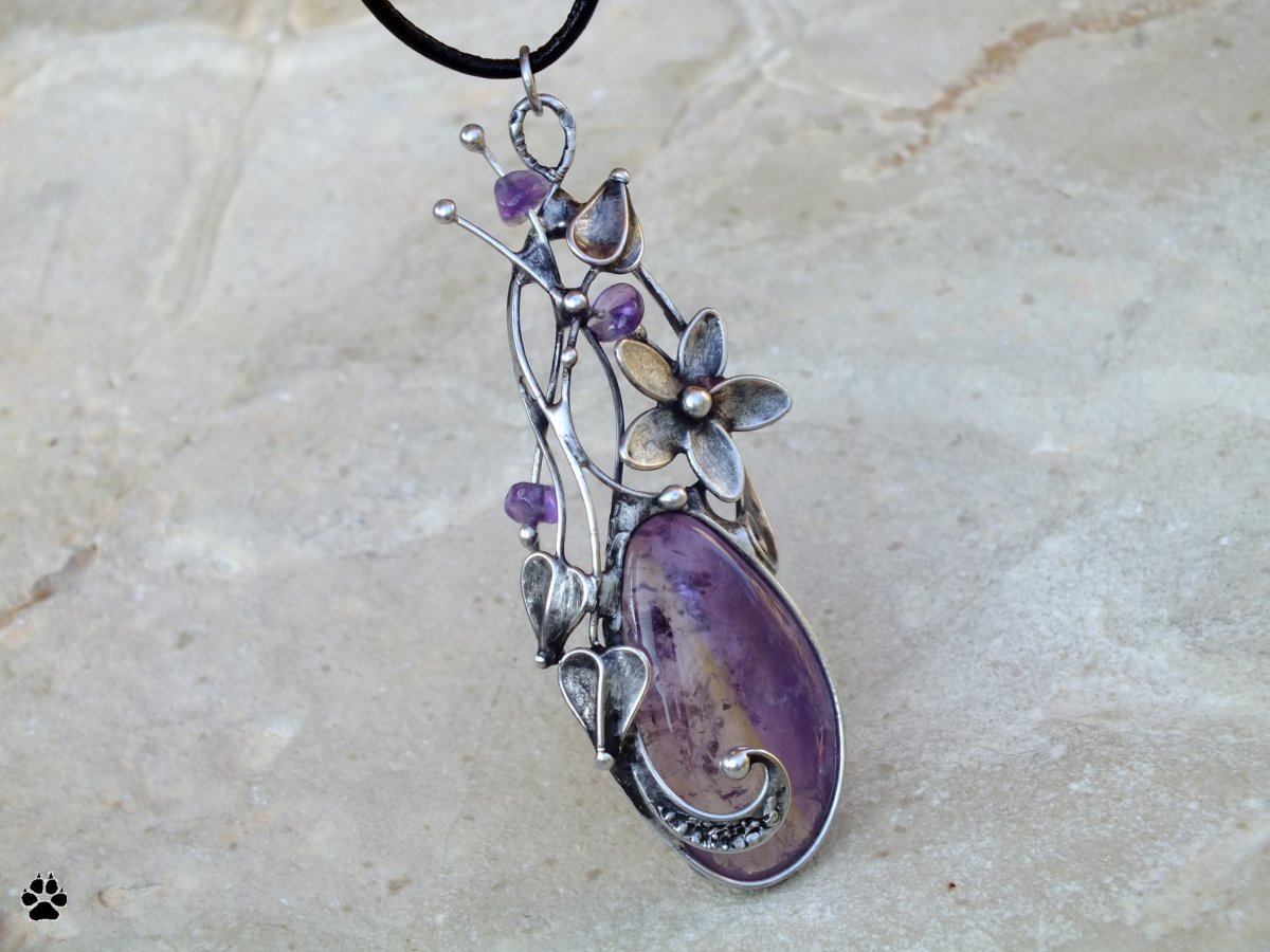 Rozkvetlý ametrín - cínovaný náhrdelník