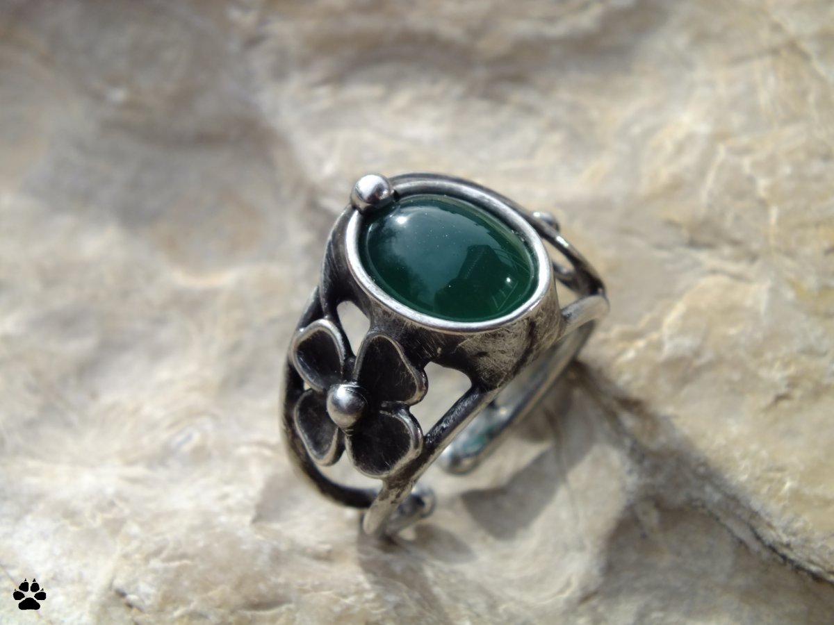 Achátové štěstíčko - cínovaný prsten