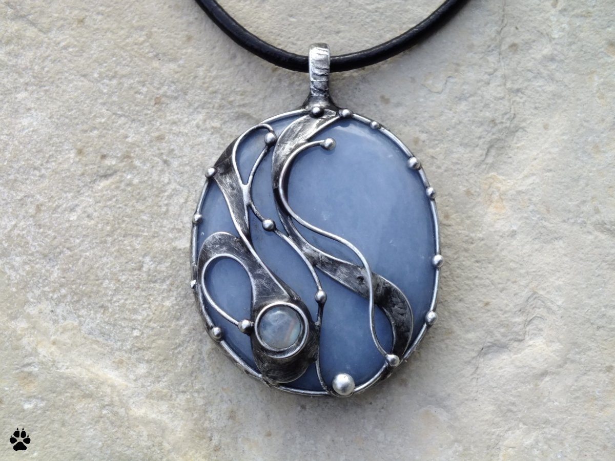 Modrá řeka - angelit,měsíční kámen