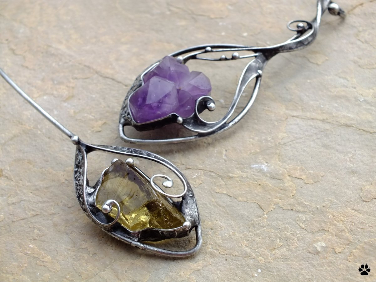 Ametyst,přírodní citrín - náhrdelník