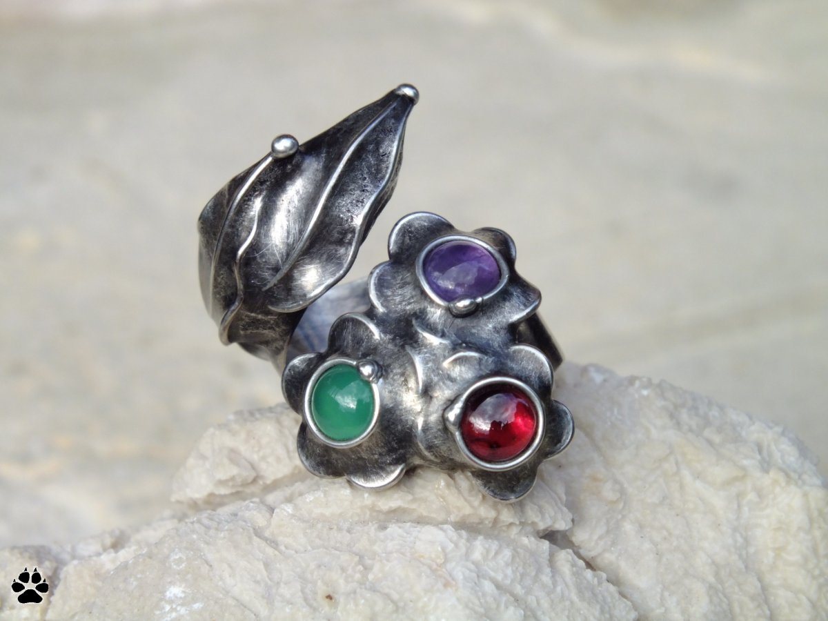 Kytice - granát,ametyst,chalcedon