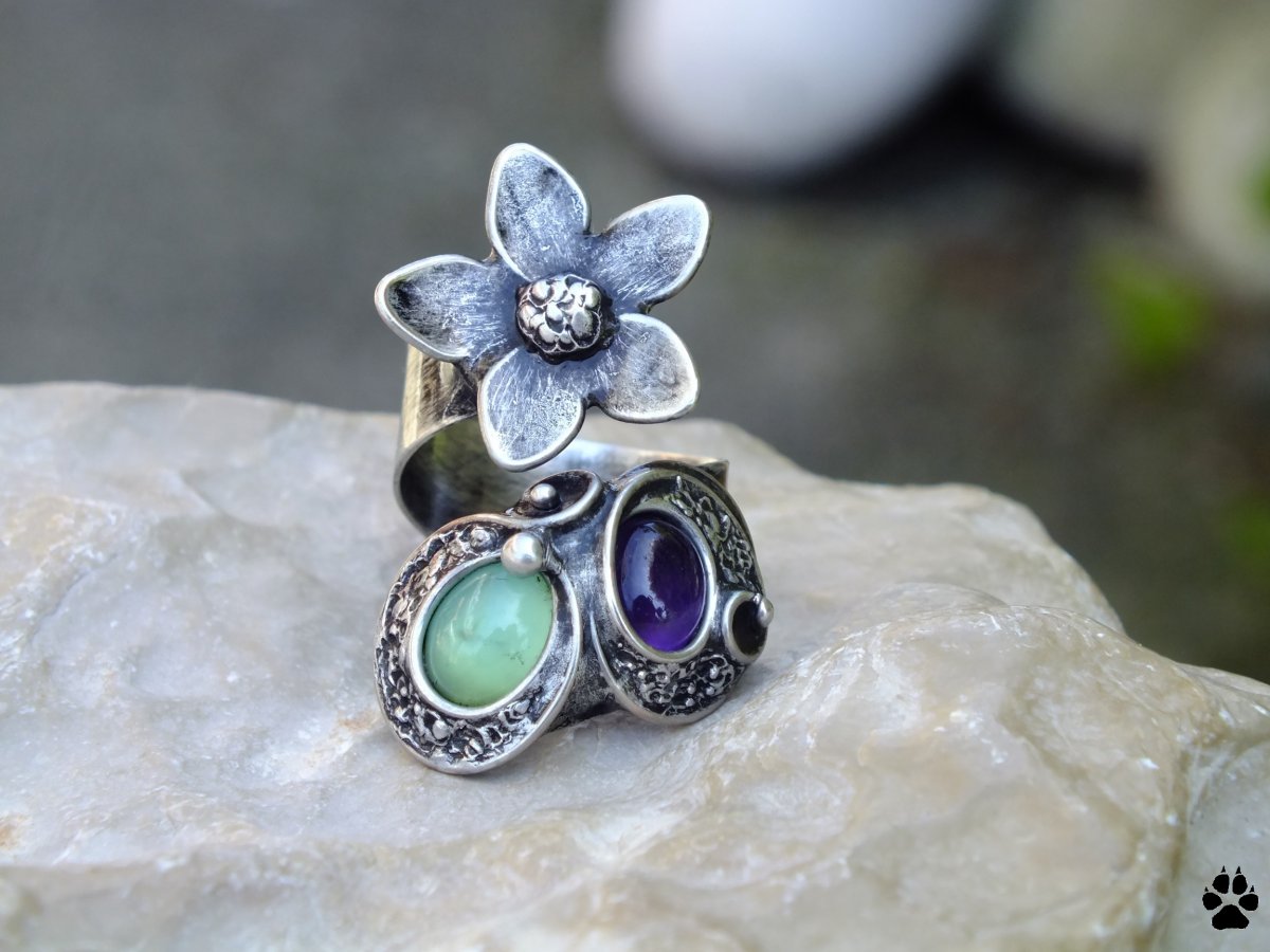 Květinový - chryzopras a ametyst