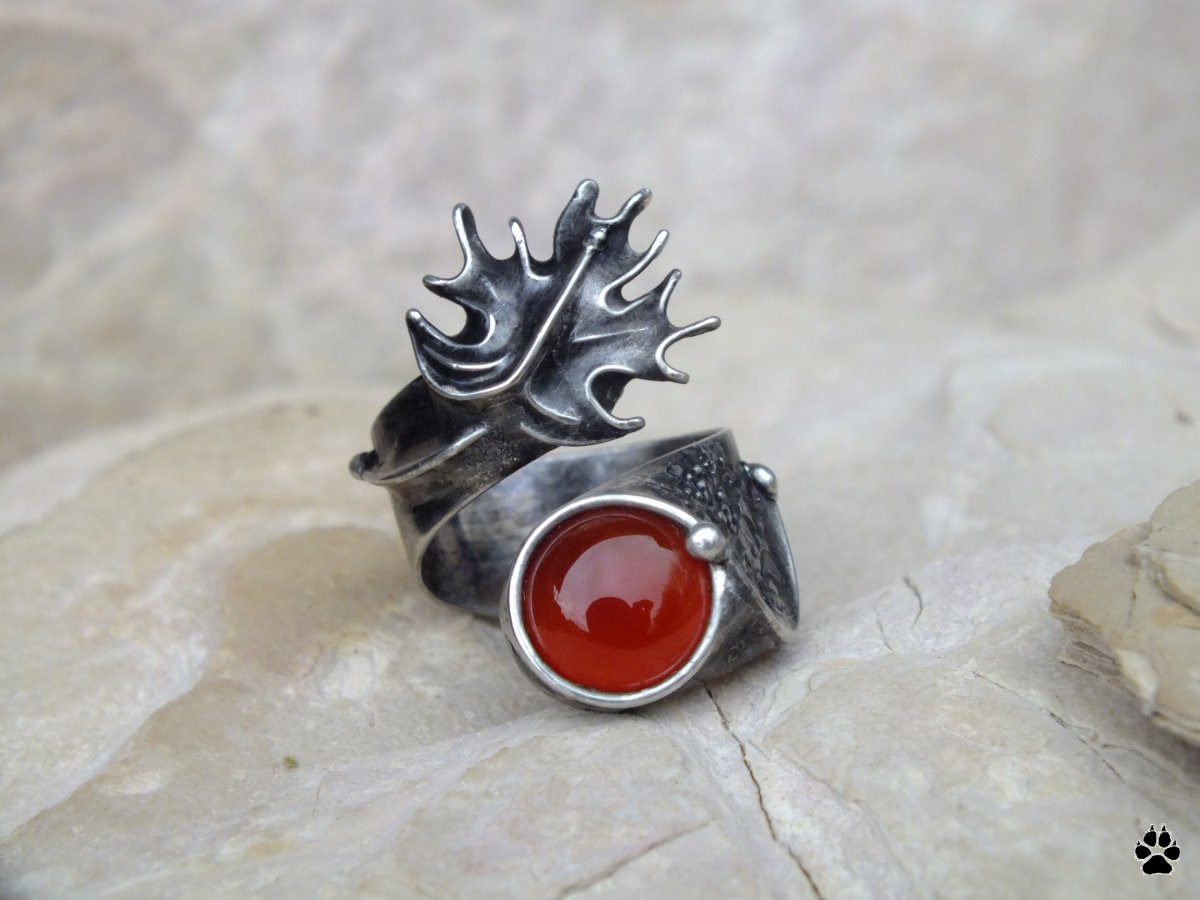 Javorový list - prsten s achátem