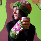 Set čepice a rukavice s mašlí - zářivě růžový