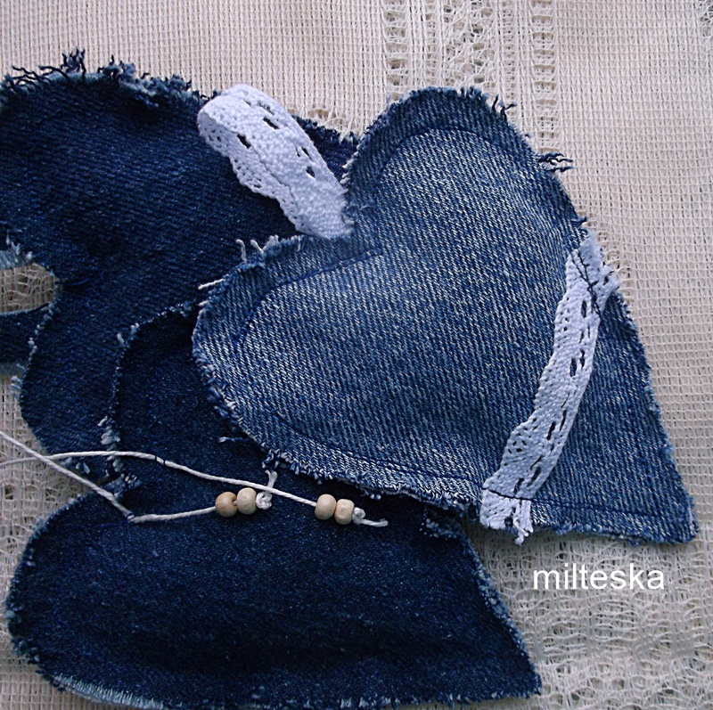 dekorační srdíčko s levandulí / jeans