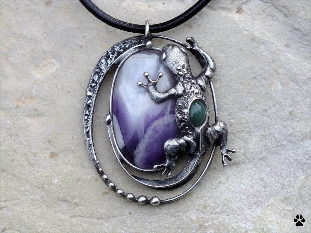 Ještěrka - ametyst chevron, avanturín