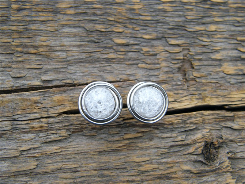 Bodovky s praskaným křišťálem - kamenem čistoty - chirurgická ocel