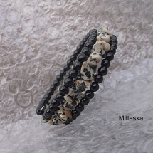 náramek- černý+jaspis leopardí