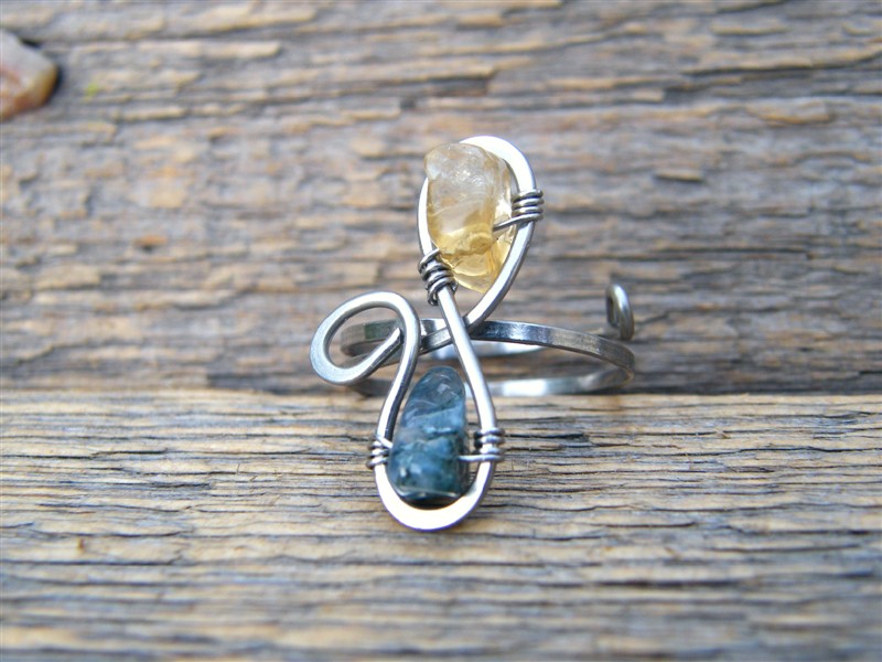 Prstýnek s mechovým achátem a citrínem - NA PŘÁNÍ