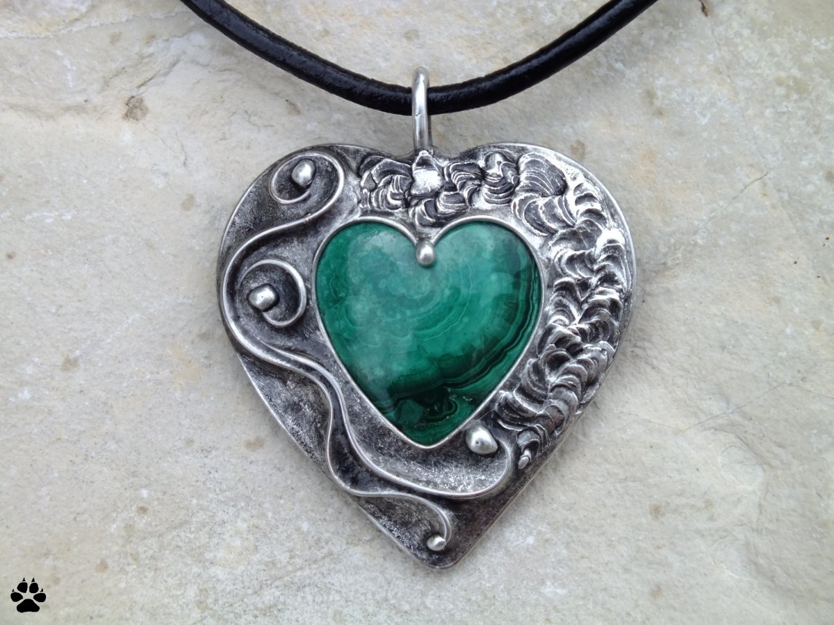 Malachitové srdíčko oboustranné