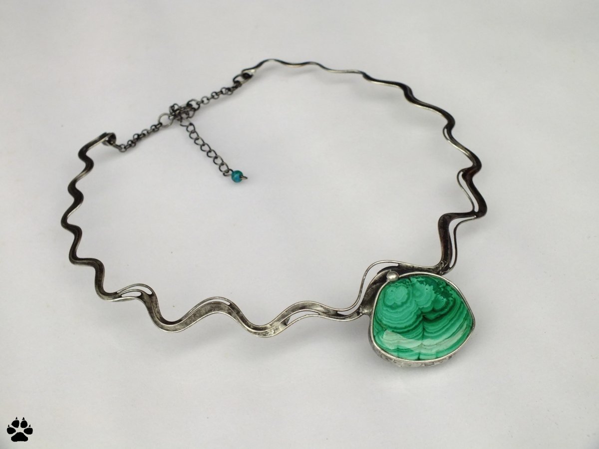 Malachitové vlnění - cínovaný náhrdelník