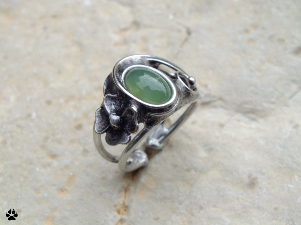 Čtyřlístek - prsten s chryzoprasem