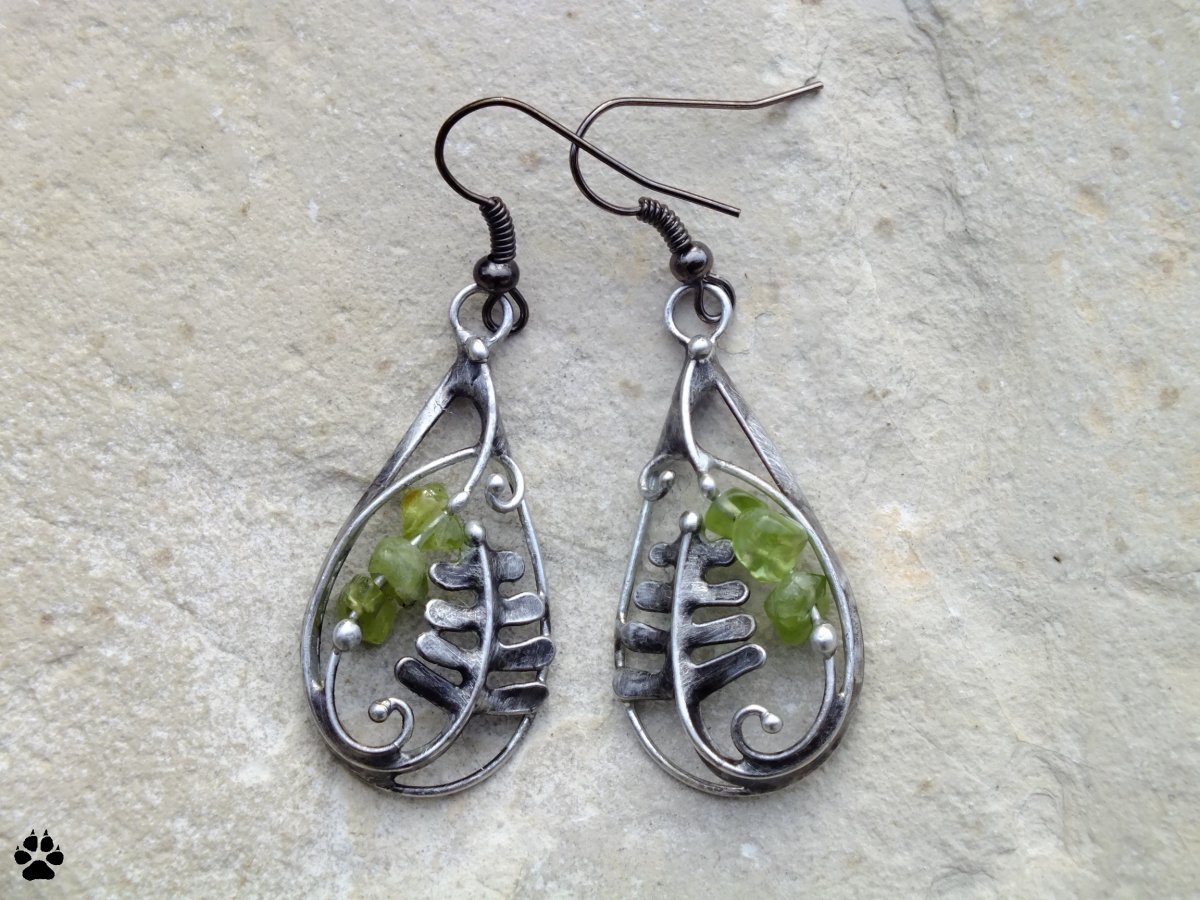 Náušnice kapradí na přání - olivíny