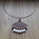 Přívěšek - prostě perly, onyx, meď