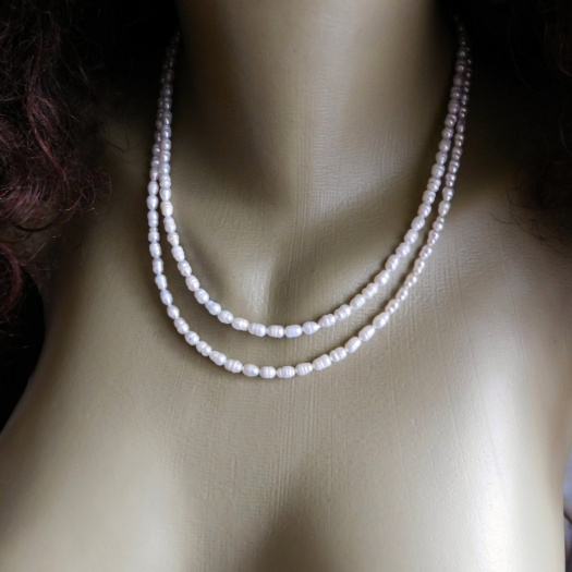 Náhrdelník z pravých perliček dvojřadý