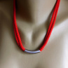 Náhrdelník -červený s nerezem