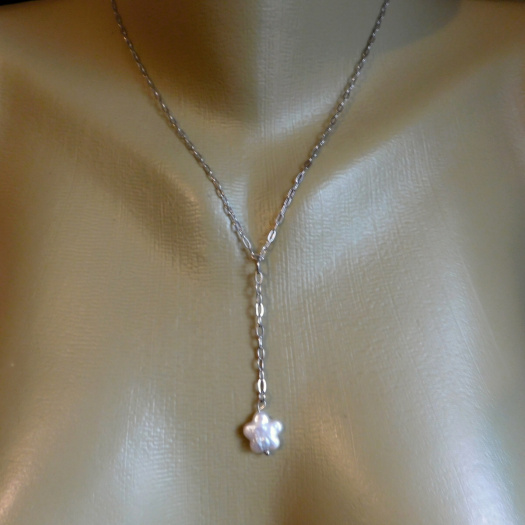 Náhrdelník-  nerez s keshi perlou