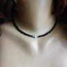 Náhrdelník-  černý spinel, larimar, nerez