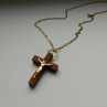 Náhrdelník -přívěšek dřevěný na nerez řetízku pozlaceném