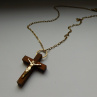 Náhrdelník -přívěšek dřevěný na nerez řetízku pozlaceném