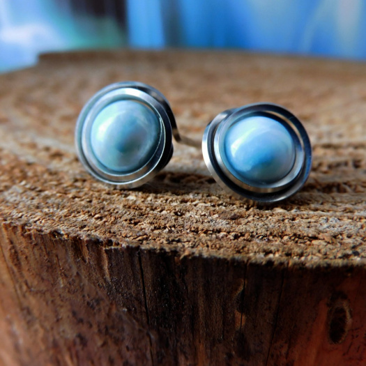 Naušnice -pecky,nerez,larimar