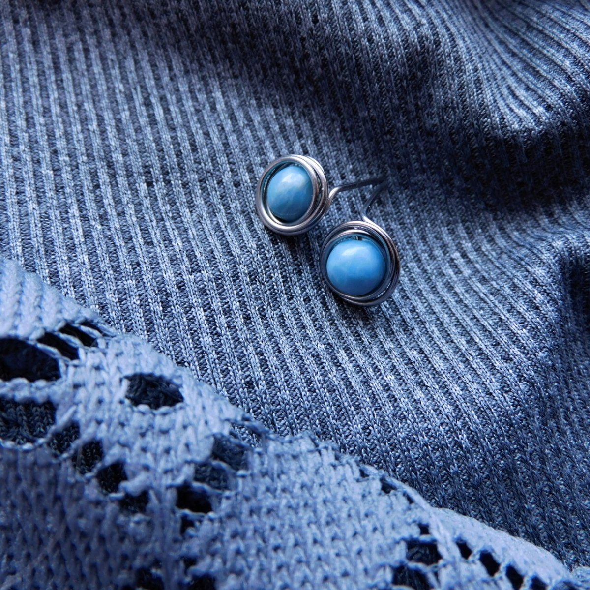 Naušnice -pecky,nerez,larimar