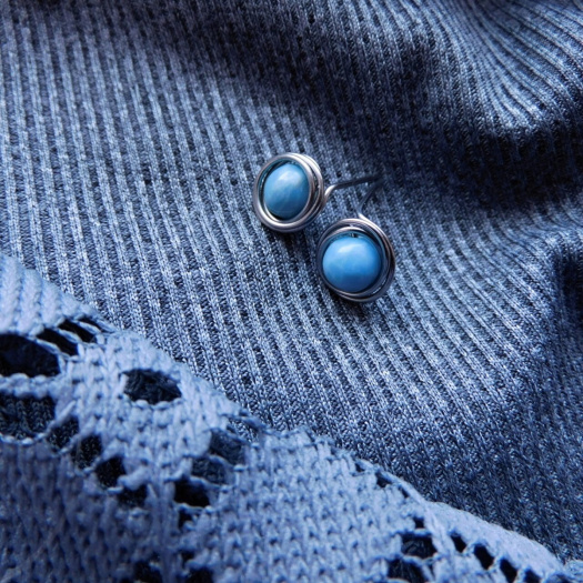 Naušnice -pecky,nerez,larimar