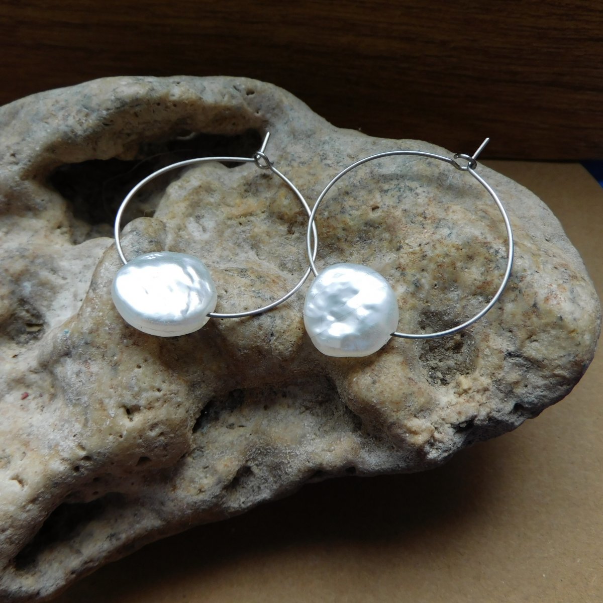 Baušnice-kruhy, nerez, perla