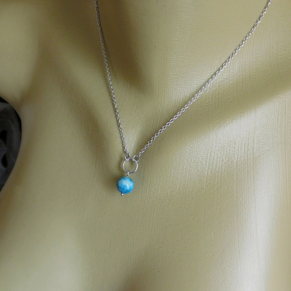 Náhrdelník  -nerez,larimar, karma