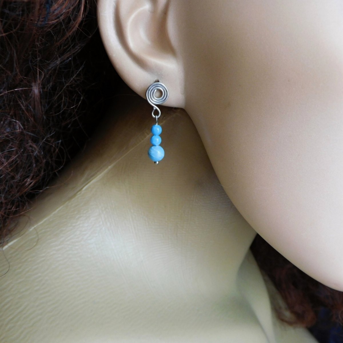 Naušnice -Nerez-larimar,  napichovací