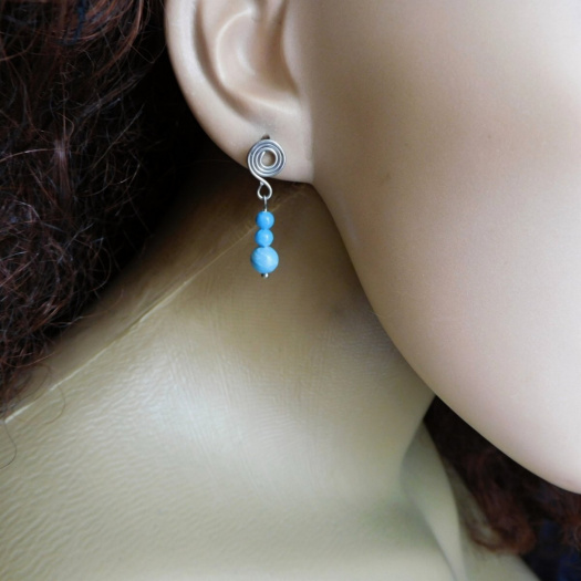 Naušnice -Nerez-larimar,  napichovací