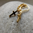 Naušnice - Křížky ze zlacené nerezové oceli