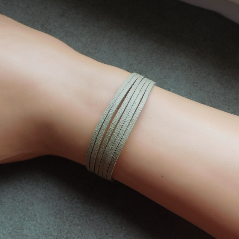 Náramek - kůže + nerez