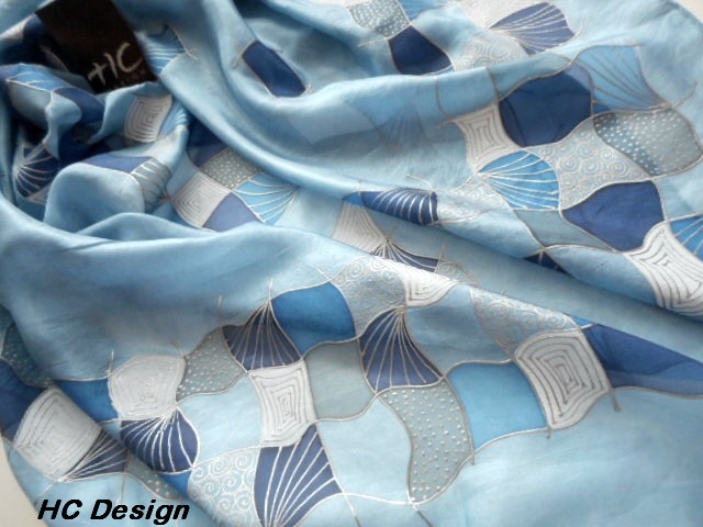 Modrý inkoustový...hedvábný šátek 90x90cm