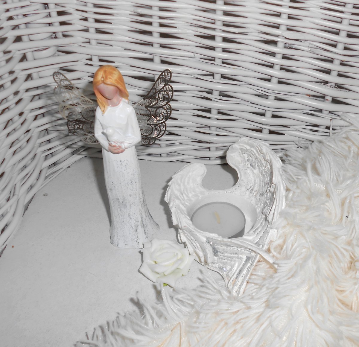 Andělský set - svícen + andělka v krabičce