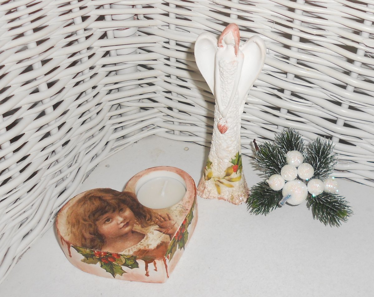 Andělský set - svícen + andělka v krabičce