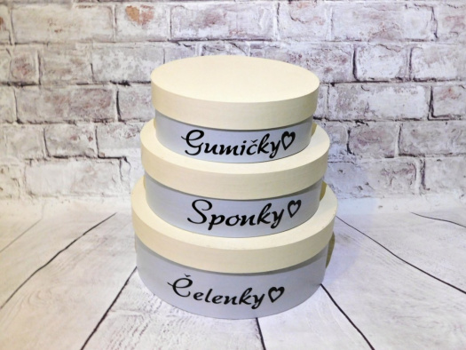 Kulaté dřevěné šperkovnice sada 3 ks