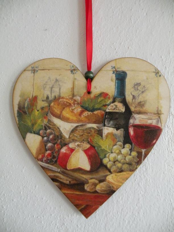 Dekorační srdíčko - Miluji víno