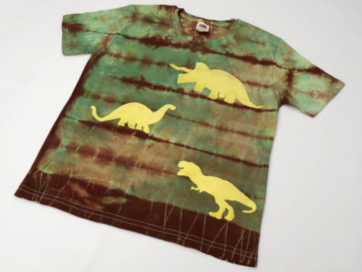 Zeleno-hnědé dětské tričko s dinosaury (5-6 let) 12206546