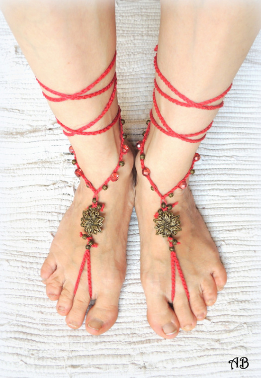 barefoot sandálky - bosonožky ... v červené