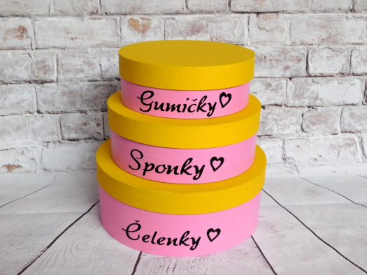 Kulaté dřevěné šperkovnice sada 3 ks